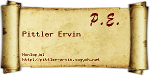 Pittler Ervin névjegykártya